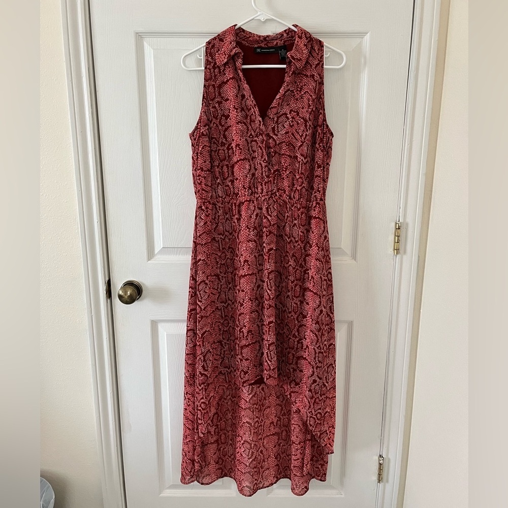 INC International Concepts Pink Snake Print High Low Dress